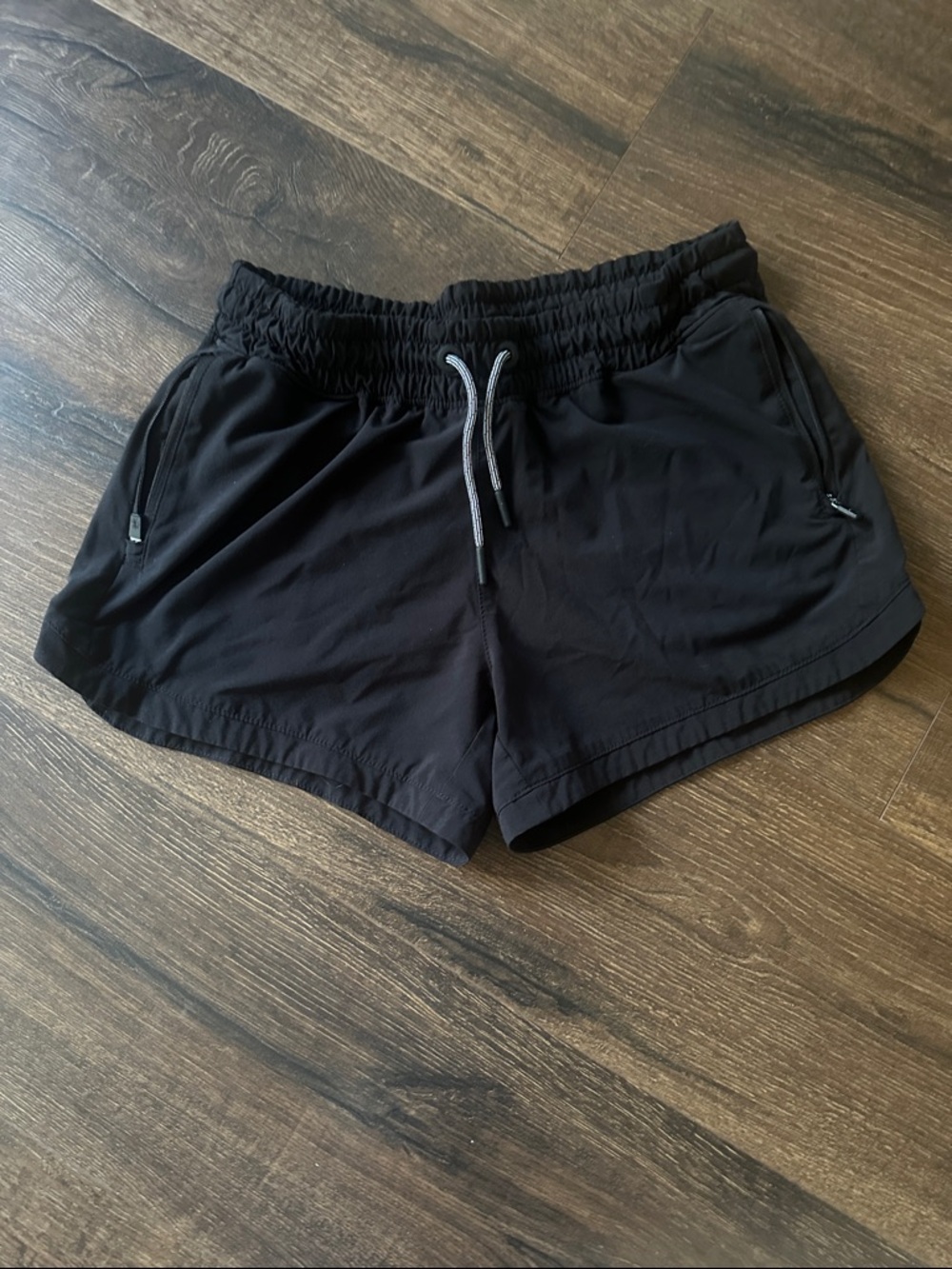 Girls Black Athletic Drawstring Shorts